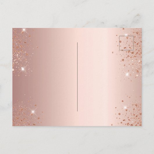 Invitation Carte Postale Baby shower rose parties scintillant d'or éléphant (Dos)