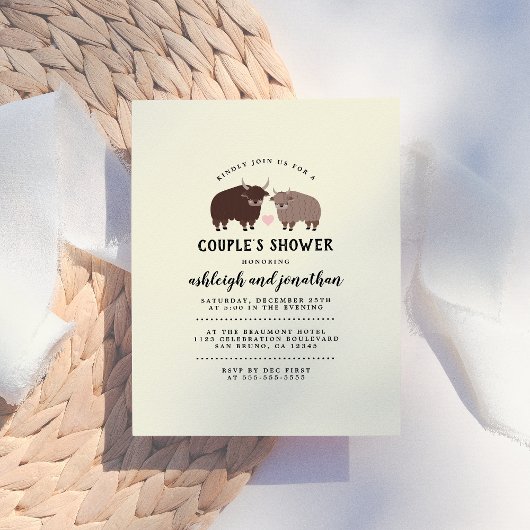 Invitation Carte Postale Baby shower rustique de bison de bison de bison