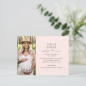 Invitation Carte Postale Baby shower simple moderne Photo Champagne rose (Debout devant)
