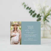 Invitation Carte Postale Baby shower simple moderne photo Turquoise (Debout devant)