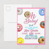 Invitation Carte Postale Baby shower Sprinkle Donuts Girl (Devant / Derrière)