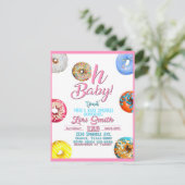 Invitation Carte Postale Baby shower Sprinkle Donuts Girl (Debout devant)