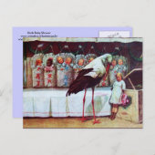 INVITATION CARTE POSTALE BABY SHOWER STORK 3 (Devant / Derrière)