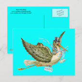 Invitation Carte Postale BABY SHOWER STORK, turquase (Devant / Derrière)