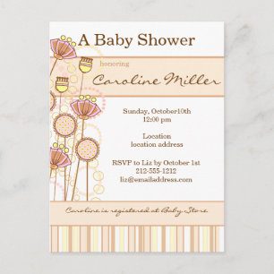 Invitation Carte Postale Baby shower super doux de fleurs
