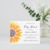 Invitation Carte Postale Baby shower tournesol (Debout devant)