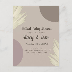 Invitation Carte Postale Baby Shower Virtuel Bohème Formes Organiques Pampa