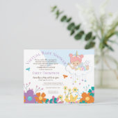 Invitation Carte Postale Baby shower virtuel Unicorn Fairy Birds Florals (Debout devant)