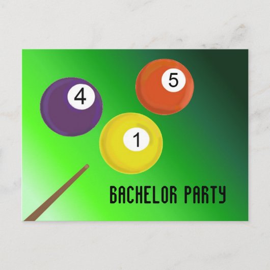 Invitation Carte Postale Bachelor Party Billard Balls (Devant)