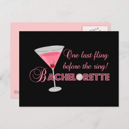 Invitation Carte Postale Bachelorette (Devant / Derrière)