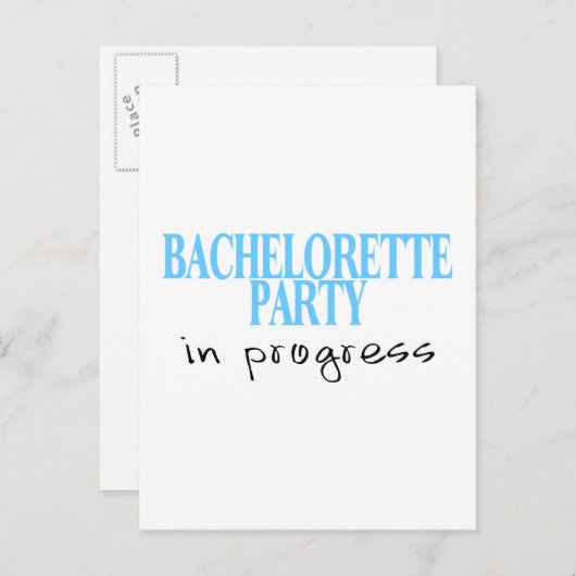 Invitation Carte Postale Bachelorette En Cours (Blu) (Devant / Derrière)