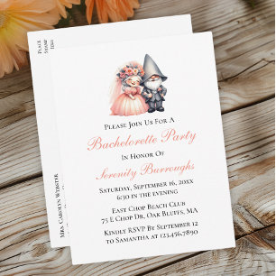 Invitation Carte Postale Bachelorette Orange Jardin Gnome