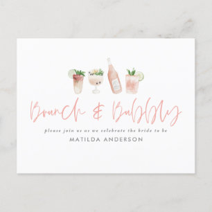 Invitation Carte Postale Bachelorette rose week-end brun & bulle