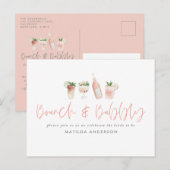 Invitation Carte Postale Bachelorette rose week-end brun & bulle (Devant / Derrière)