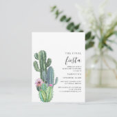 Invitation Carte Postale Bachelorette Weekend Party Cactus Succuls (Debout devant)