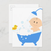 Invitation Carte Postale Baignoire Bébé mignonne (Devant / Derrière)