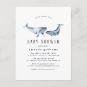 Invitation Carte Postale Bain de bébé Mère Bébé Baleine Nautical (Devant)