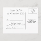 Invitation Carte Postale baiser poisson RSVP (Dos)