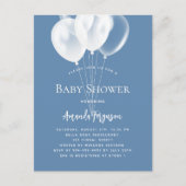 Invitation Carte Postale Ballons blancs bleu foncé baby shower garçon (Devant)