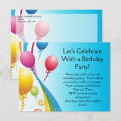 Invitation Carte Postale Ballons colorés | Rubans bouclés (Devant / Derrière)