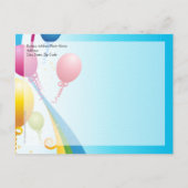 Invitation Carte Postale Ballons colorés | Rubans bouclés (Dos)