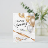 Invitation Carte Postale Ballons d'argent du ruban d'or Ciseaux Grand ouver (Debout devant)