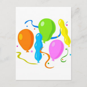 Invitation Carte Postale Ballons de fête d'anniversaire colorés