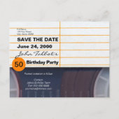 Invitation Carte Postale Bande-cassette rétro 50e anniversaire Enregistrer  (Dos)