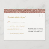 Invitation Carte Postale Bande de Parties scintillant simple rose rose or R (Dos)