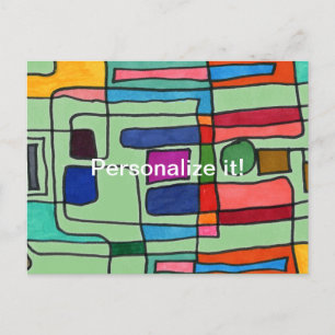 Invitation Carte Postale Bandes rectangulaires chaudes et cool avec accent