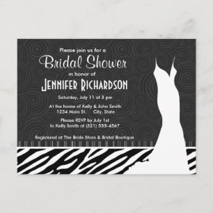 Invitation Carte Postale Bandes Zèbre Noir & Blanc