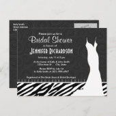 Invitation Carte Postale Bandes Zèbre Noir & Blanc (Devant / Derrière)