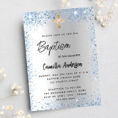 Invitation Carte Postale Baptême croix de parties scintillant de garçon ble
