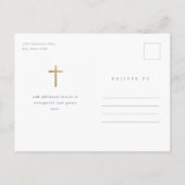 Invitation Carte Postale Baptême de Croix d'or minimal moderne (Dos)