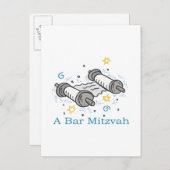 Invitation Carte Postale Bar Mitzvah (Devant / Derrière)