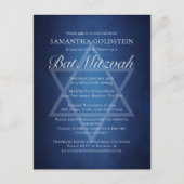 Invitation Carte Postale Bar Mitzvah Formel Typographie Moderne Bleu Blanc (Devant)
