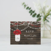 Invitation Carte Postale Barne bois poinsettia mason jarre de mariage rusti (Debout devant)