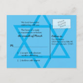 Invitation Carte Postale Barre noire et bleue Mitzvah RSVP (Dos)