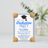 Invitation Carte Postale Basketball Blue & Black Graduation Party (Debout devant)