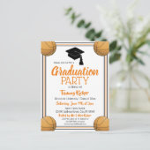 Invitation Carte Postale Basketball Orange & Black Graduation Party (Debout devant)
