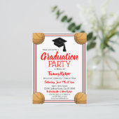 Invitation Carte Postale Basketball Red & Black Graduation Party (Debout devant)