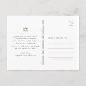 Invitation Carte Postale Bat Mitzvah Black Gold Script Watercolor Floral (Dos)