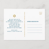 Invitation Carte Postale Bat Mitzvah Date à retenir Turquoise Agate Script (Dos)