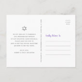 Invitation Carte Postale Bat mitzvah Enregistrer la date Argent Purple Aqua (Dos)