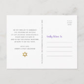 Invitation Carte Postale Bat Mitzvah Enregistrer la date Or Violet Aquarell (Dos)