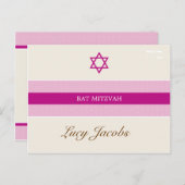 Invitation Carte Postale BAT MITZVAH :: fille 1 (Devant / Derrière)