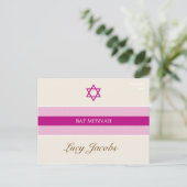Invitation Carte Postale BAT MITZVAH :: fille 1 (Debout devant)
