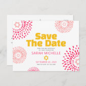 Invitation Carte Postale Bat mitzvah rose Enregistrer la date Starburst mod (Devant / Derrière)