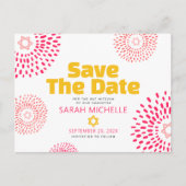 Invitation Carte Postale Bat mitzvah rose Enregistrer la date Starburst mod (Devant)