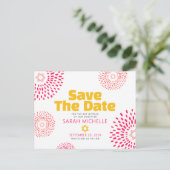Invitation Carte Postale Bat mitzvah rose Enregistrer la date Starburst mod (Debout devant)